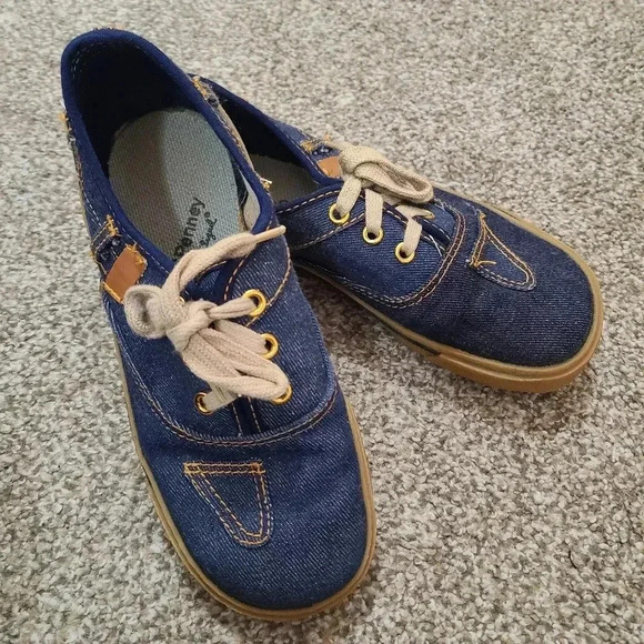 Vintage 70s JCPenney sanitized denim canvas patchwork lace up sneakers - Picture 5 of 7